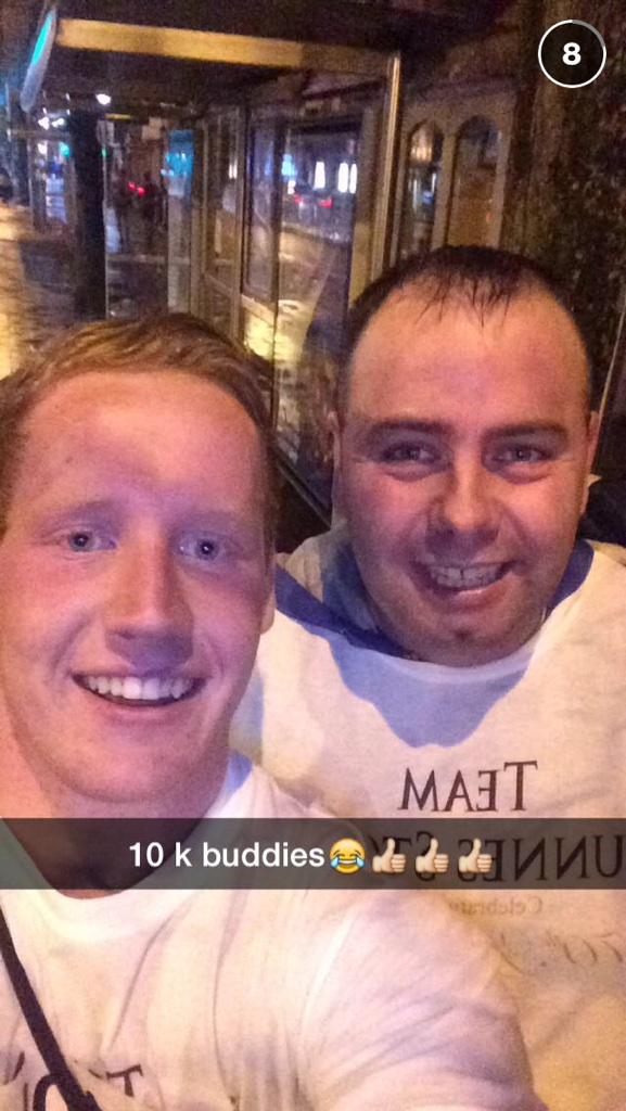 Myself and kev after completing the 10k run in the dark for a good cause:-) happy out..!!#RunInTheDark #cork #10k