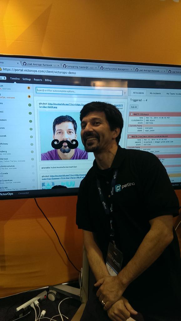 jasonhand's tweet image. Come by the @GoVictorOps booth (1142) and let us &quot;Mustache&quot; you with #Hubot #AWSreInvent