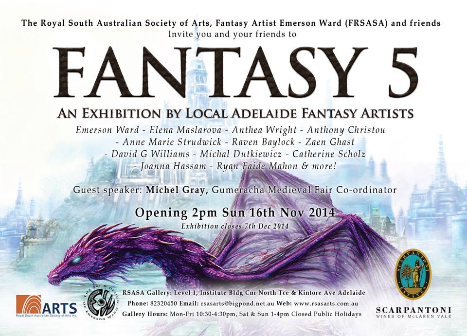 AnnemariebArt's tweet photo. #Fantasy 5 #Art #Exhibition opening on Sunday 16 November 2pm Adelaide South Australia #RSASA #Gallery http://t.co/e56vbYEdSt