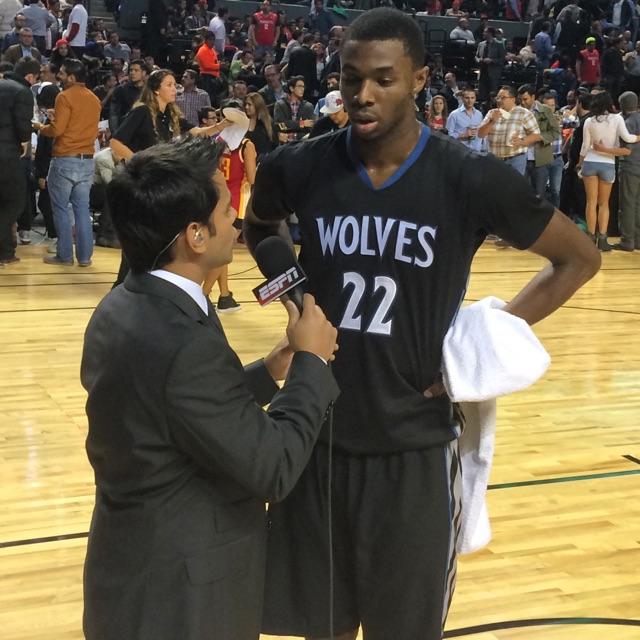 NBA's tweet photo. Andrew Wiggins w/ 9pts in the 1st half in Mexico City at #NBAGlobalGames on @ESPN http://t.co/bhpEOSzUSt