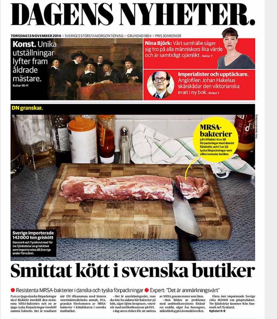 sdimander's tweet image. Inget smittat svenskt griskött i svenska butiker. Däremot DK 20%, DE 5%. dn.se/ekonomi/smitta…