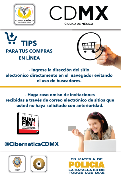 #TipsSSPDF Si vas a realizar compras en línea, hazlo desde un equipo personal #BuenFinCDMX @CiberneticaCDMX