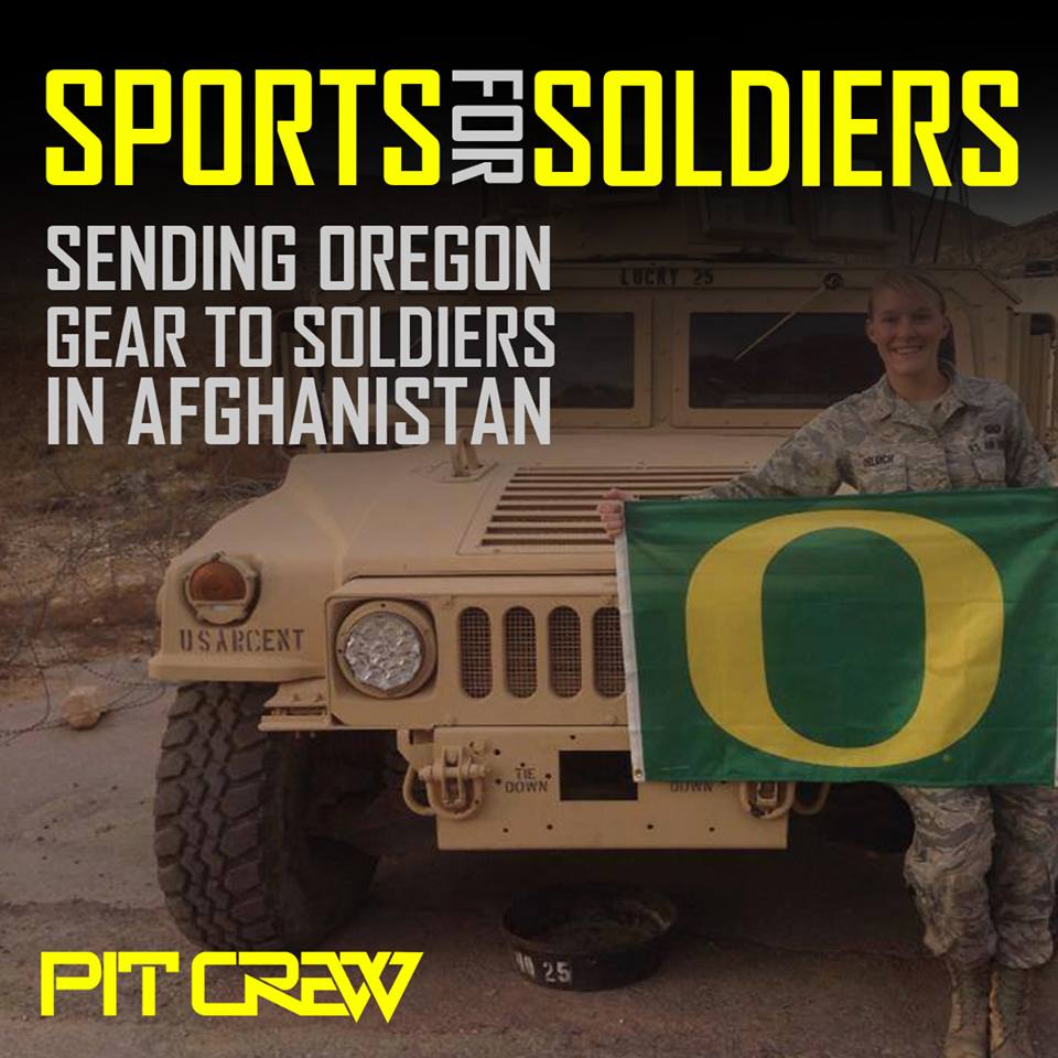 OregonPitCrew's tweet photo. Learn more about our “Sports For Soldiers” project, including info on how to donate. 
http://t.co/t5TD4eI3E8 #GoDucks http://t.co/IZbFKhRcjJ
