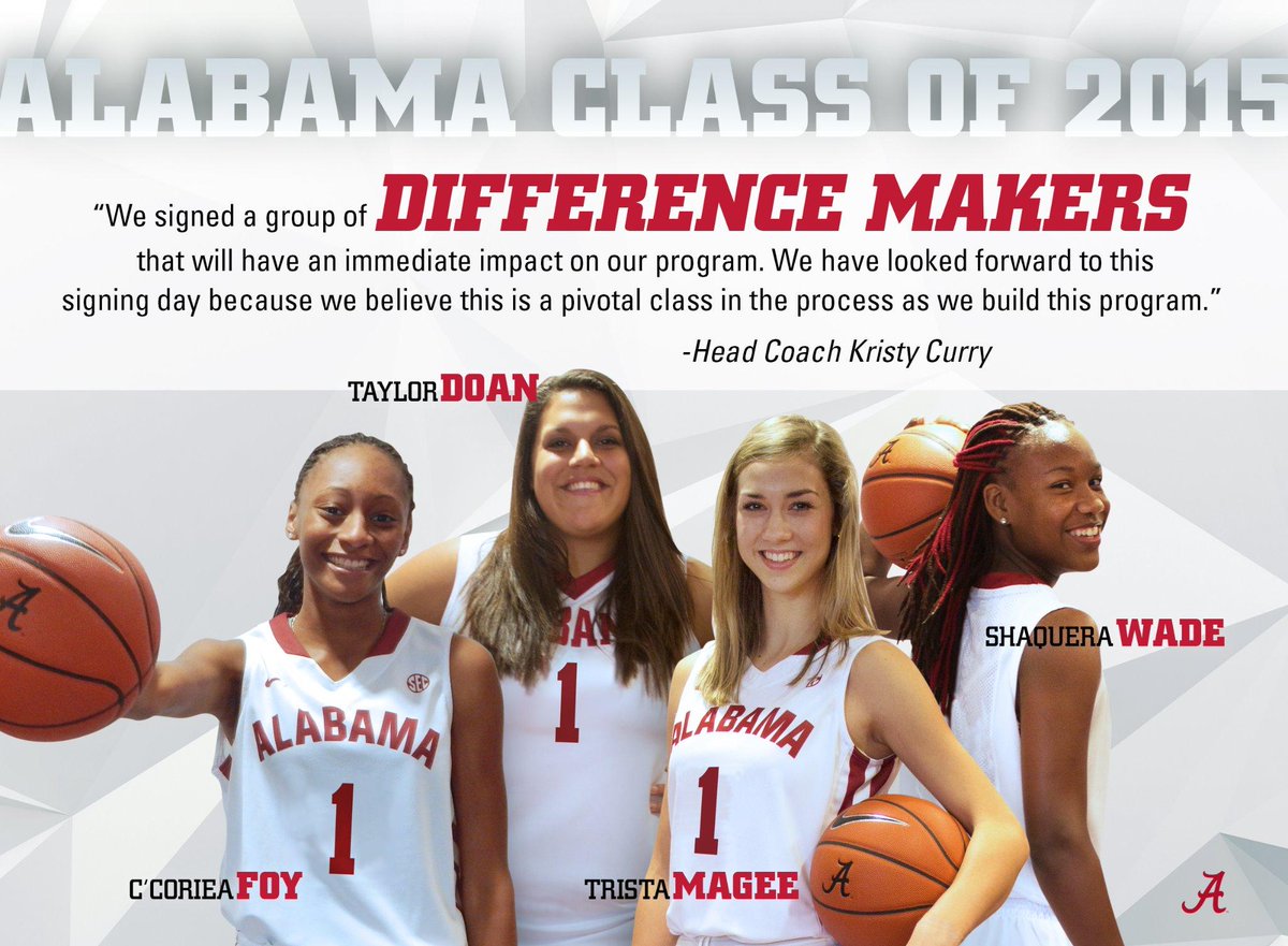 AlabamaWBB's tweet photo. Big day! Very excited about our 2015 signing class. Read all about them here: http://t.co/CHKphebVbj #RollTide http://t.co/686nhukDUf