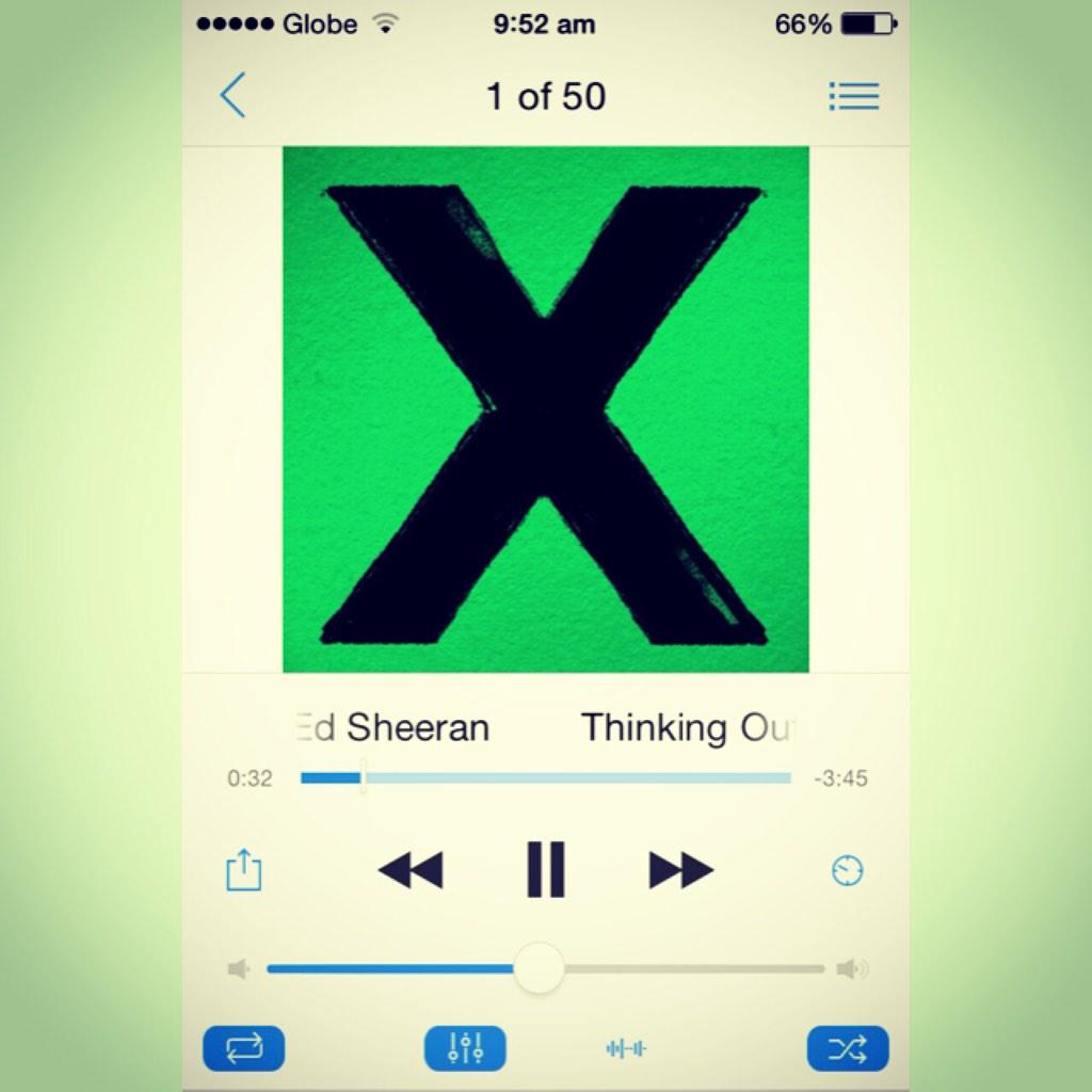 OmegaC's tweet photo. #thinkingoutloud #edsheeran 🎧🎶👍⭐️⭐️⭐️⭐️⭐️ #lovethissong #listening http://t.co/uIbUVU33kF