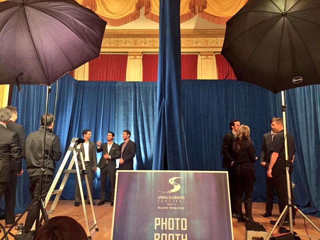 Canucks's tweet photo. Goalie photo booth happening on one side, money shot on the other. #SCF2014 http://t.co/AQ5ITlp3IH