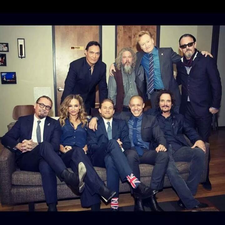 cethomas19's tweet photo. This is by far #BestCastEver! Love this Pic! They ROCKED it on @ConanOBrien last night!  @SOAAddicts #SOAFX http://t.co/1OxjPmImnr
