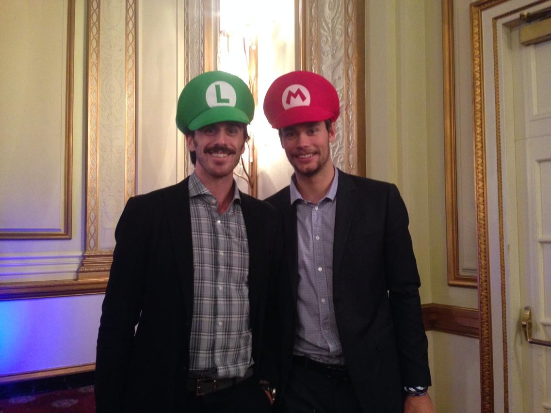 Canucksforkids's tweet photo. .@eddielack and @ryanmiller3039 aka Mario and Luigi. Best duo of all time. #SCF2014 http://t.co/BGl1j1i2aW