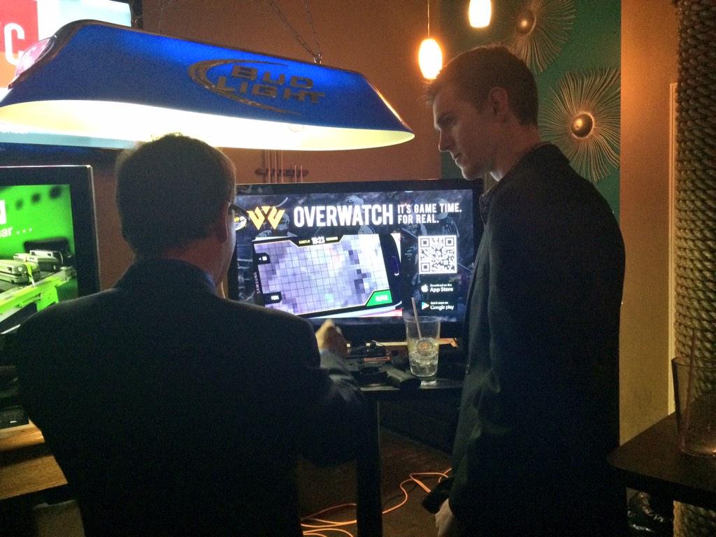cdotsmedia's tweet photo. .@FirmWarez is talking with @JoshNLR about @OverwatchApp. Great minds at work. #TechcocktailAR #ARidea #ARStartupWeek http://t.co/XzLz0C68DA