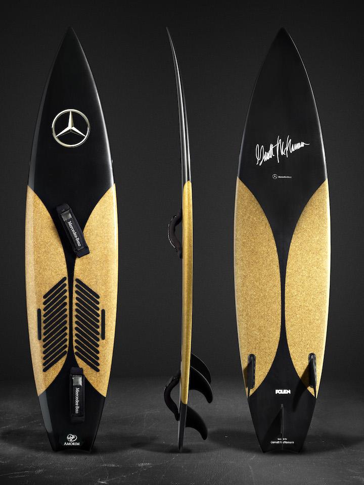 Mercedes-Benz and Garrett McNamara made two surfboards out of Portuguese cork to ride at Nazaré! #surfing #surfboards