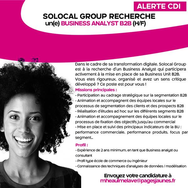 SolocalGroup_RH's tweet photo. #CDI Vous êtes rigoureux et organisé? mheaulme@pagesjaunes.fr attend votre #CV de Business Analyst ! #recrutement #RH http://t.co/nEqGinxxah