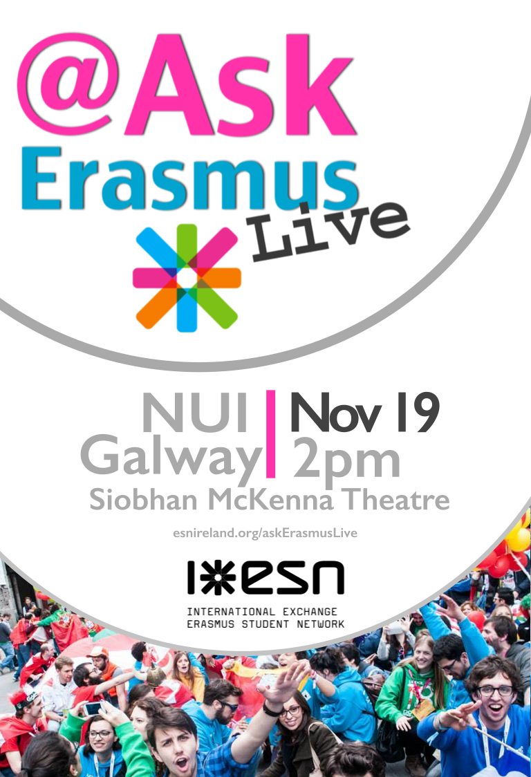 AskErasmus's tweet photo. @CareersClinic We are in @nuigalway on November 19th to answer questions about Erasmus+ . https://t.co/yJFtGDF5ry http://t.co/6lfgDFvpDK