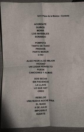 DonOsvaldoo's tweet photo. La lista de temas del primer show... http://t.co/ZpLv67PbAF