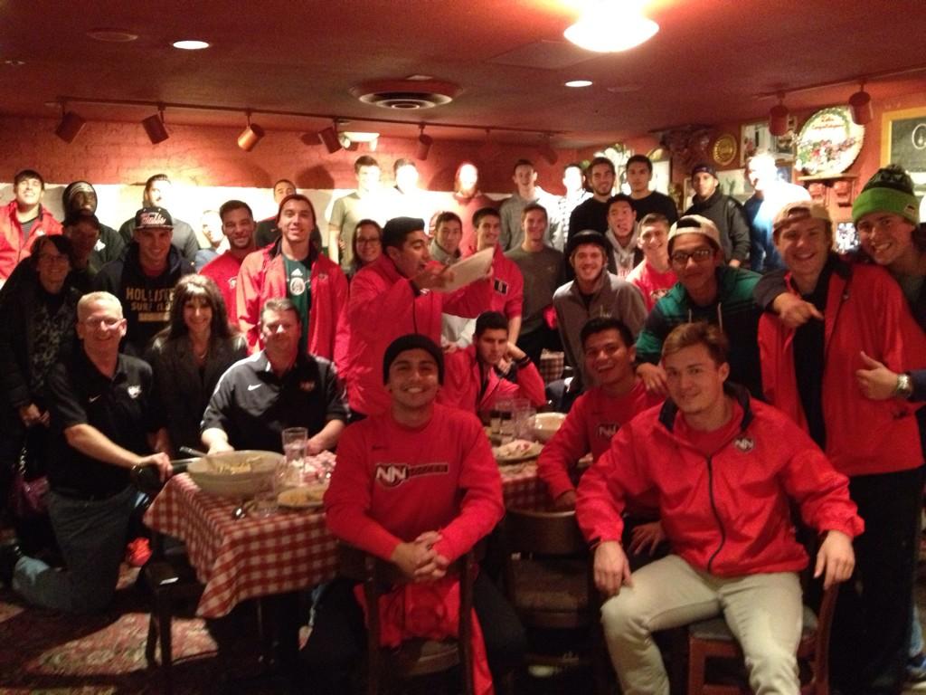 NNURapper's tweet image. NNU Men's Soccer Team carbo loading at Buca Di Beppo for battle against SFU tomorrow at 3pm at SPU! Go Crusaders!