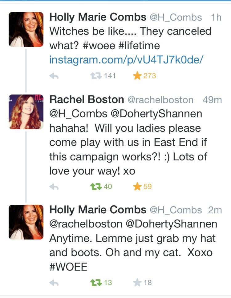 Belladonna_Blue's tweet photo. "@pbyrond: There's your ratings booster @lifetimetv WitchEEs CharmedOnes have spoken #RenewWitchesOfEastEnd http://t.co/LEzOLHDYtd"