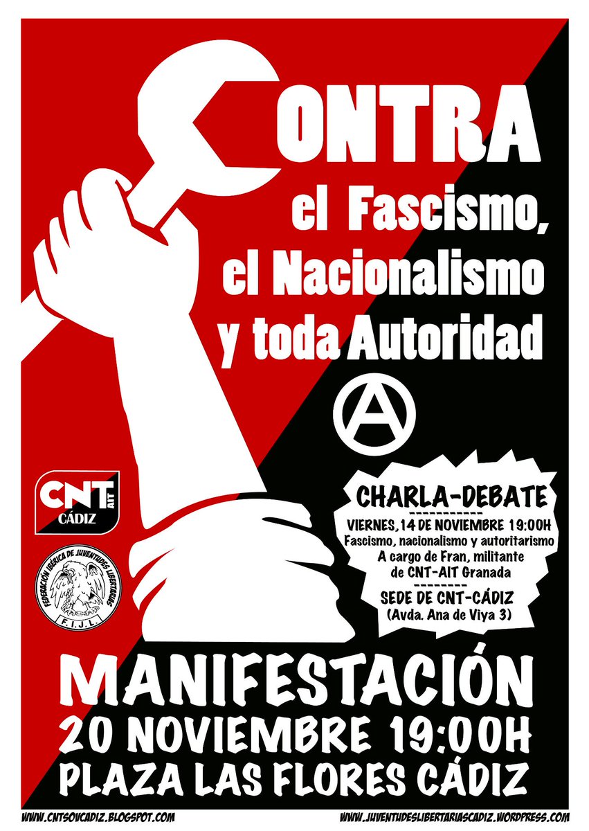 FIJLCadiz's tweet photo. CHARLA-DEBATE VIERNES 14 DE NOVIEMBRE 19:00H CÁDIZ
Fascismo, nacionalismo y autoritarismo http://t.co/FBp352VOGn http://t.co/LEBg7CVSvJ