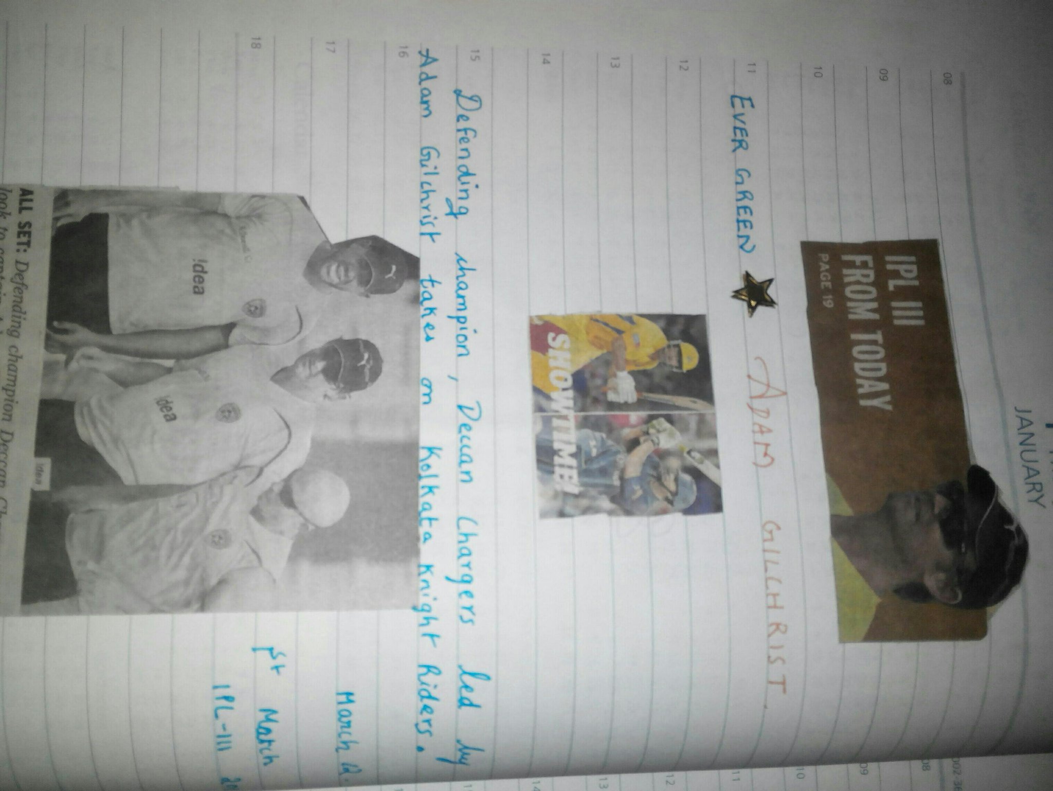  a pic from my diary 2010. Happy Birthday Adam Gilchrist ! ! ! 