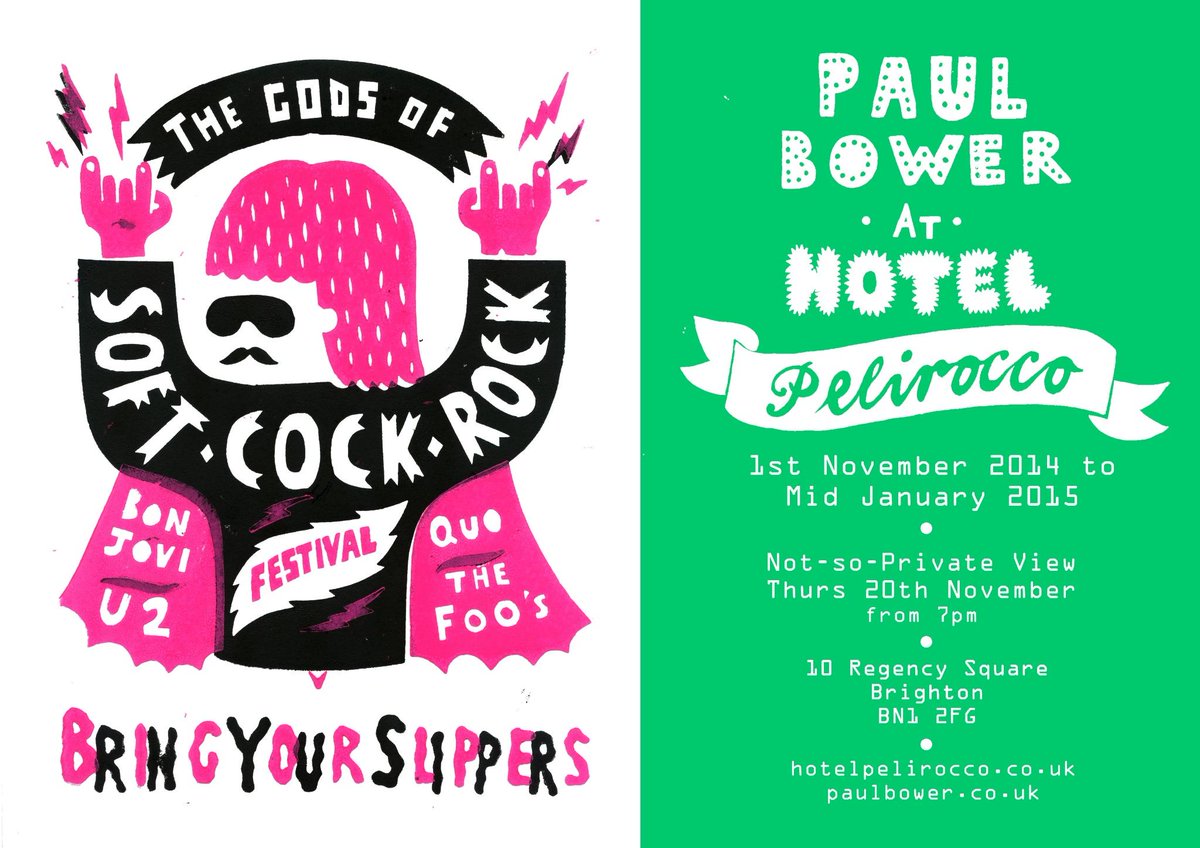 Yay! <a href="/mrbowerillo/">paulbower</a> will be having a Not-So-Private View of his exhibition <a href="/HotelPelirocco/">Hotel Pelirocco</a> in Brighton, next Thursday: