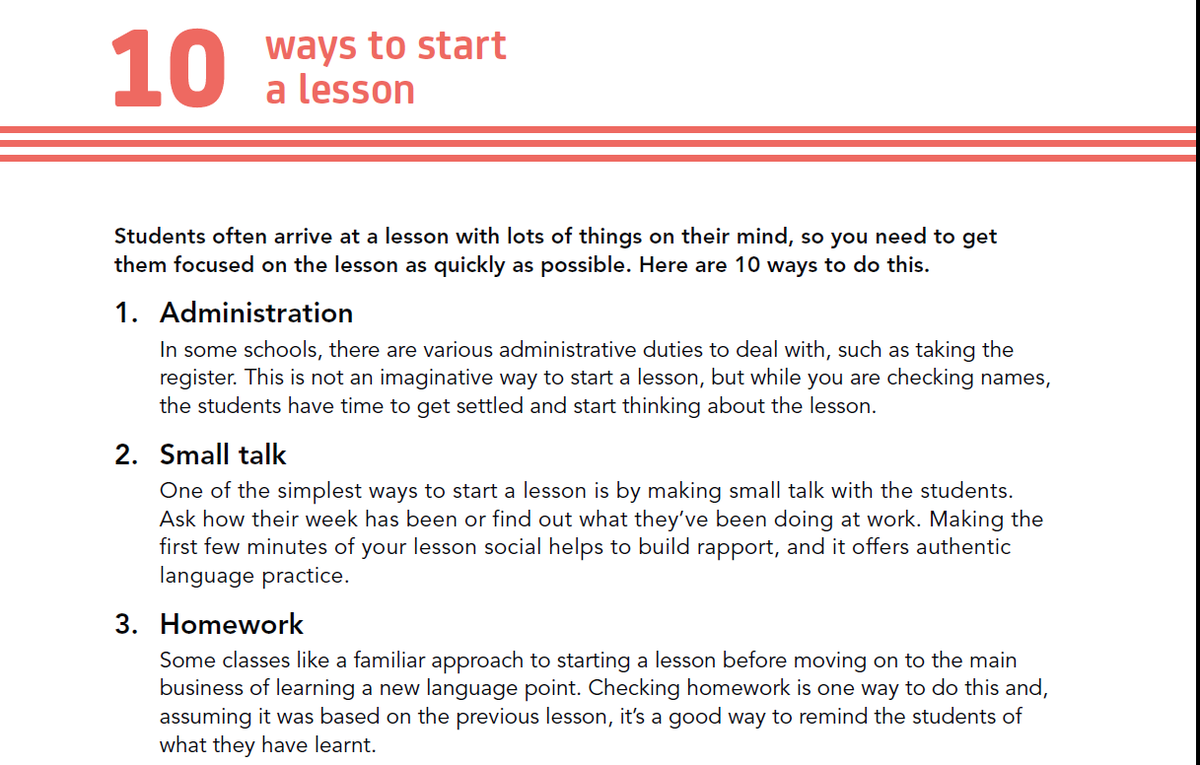 ETprofessional's tweet photo. @johnhugheselt ETpedia #ELTtips.10 Ways to start a lesson #EFL #ELT #tesol #tefl http://t.co/Qu6QCxGE9Q http://t.co/Pe7DLYZGBm