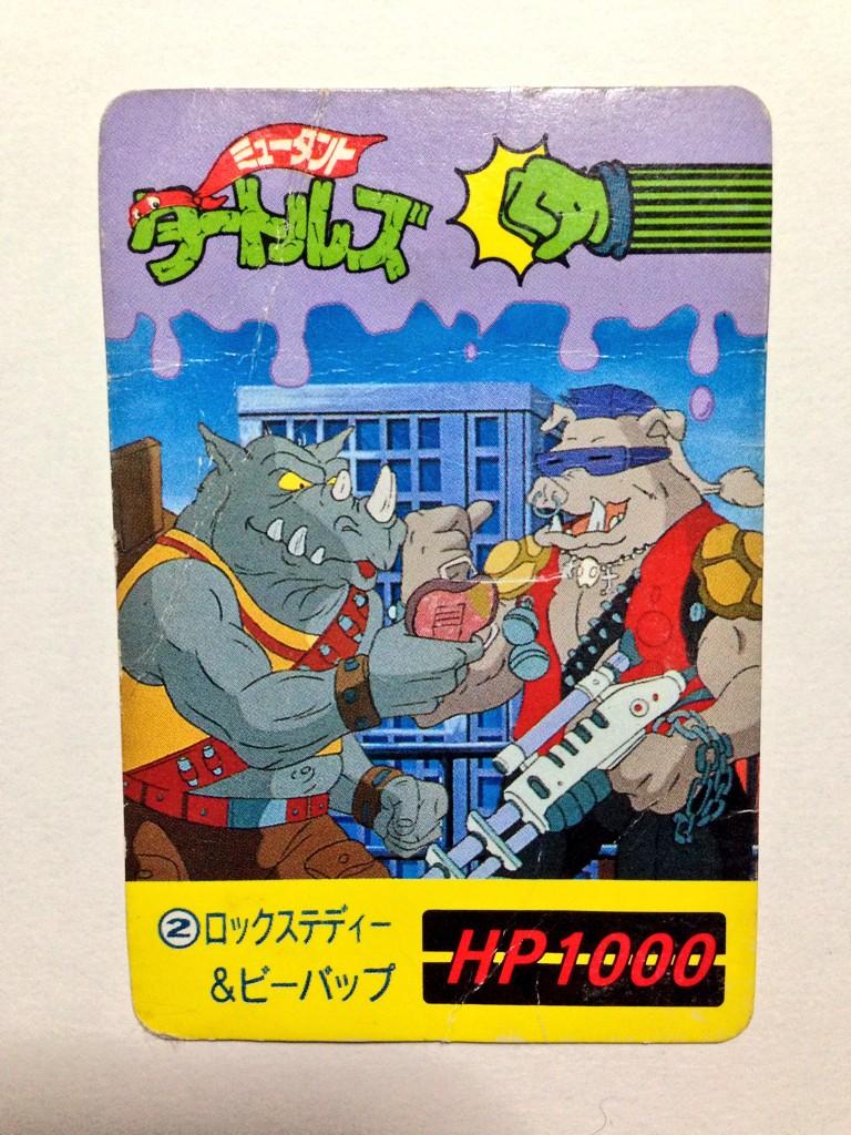 Colby コルビー 掃除してたら1枚だけ出てきた 90年代の ミュータントタートルズ のカード 日本語ロゴだ 裏を観ると1994年 カバヤと書いてあるからお菓子のオマケかな ロックステディ ビーバップ 誰だろう ニコロデオン版には登場してなかったな