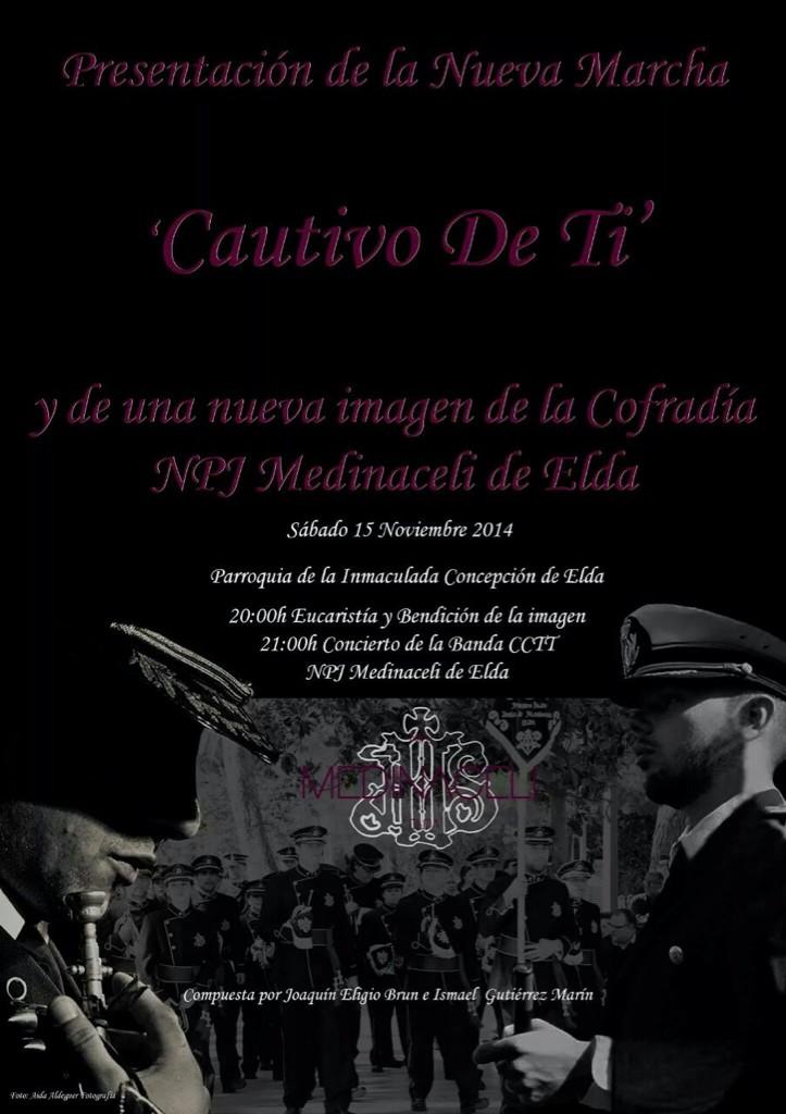 kinitriana's tweet photo. Este sábado la @BandaMEDINACELI  presentara la marcha"Cautivo de Ti"compuesta por @IsmaelMondarin y por mi a las 21h http://t.co/M70kyXiLG6