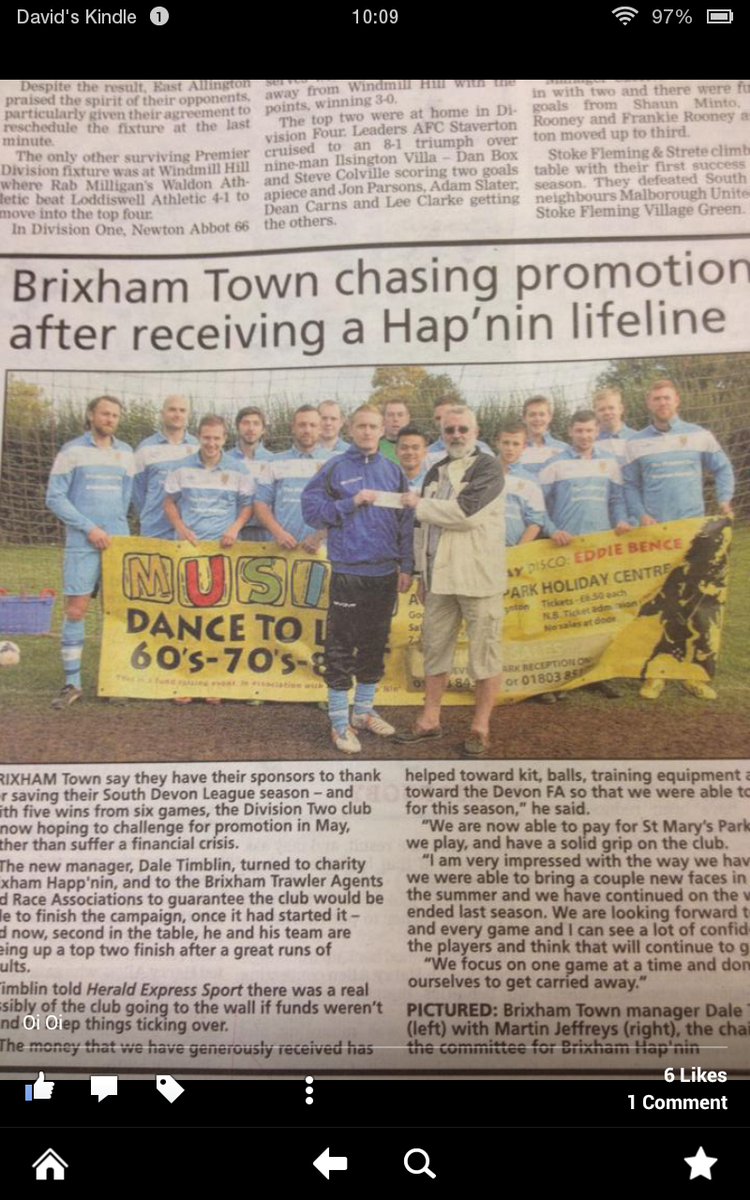 Brixham Town making headlines in <a href="/TQHESport/">DevonLive TUFC</a> on our story of survival and challenging at the top of the league!