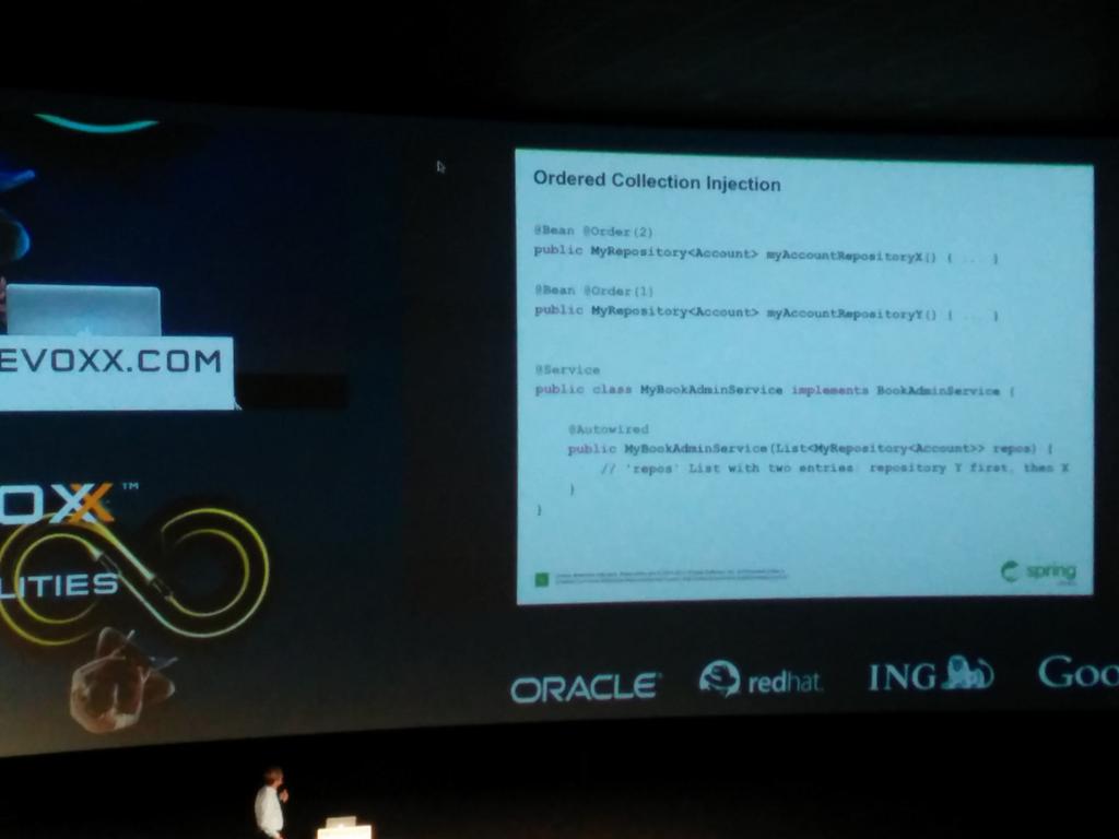 squinscom's tweet photo. Ordered collection injection in #spring 4.1 is cool. #DV14  #devoxx (will be in cdi / java ee 9 in 2018) http://t.co/a6yyxEP3fp