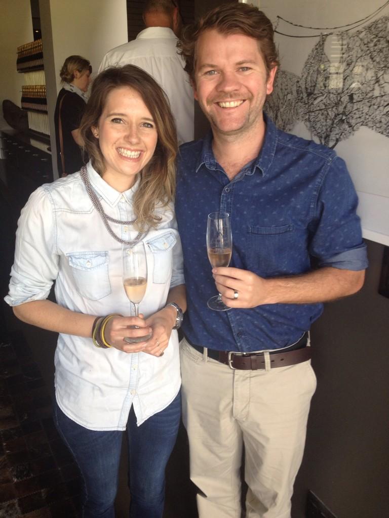 Mackspill's tweet photo. The ace wine team @SteenbergWines Jo Steyn and JD Pretorius. @bistro1682 http://t.co/LMqjmb4XJz