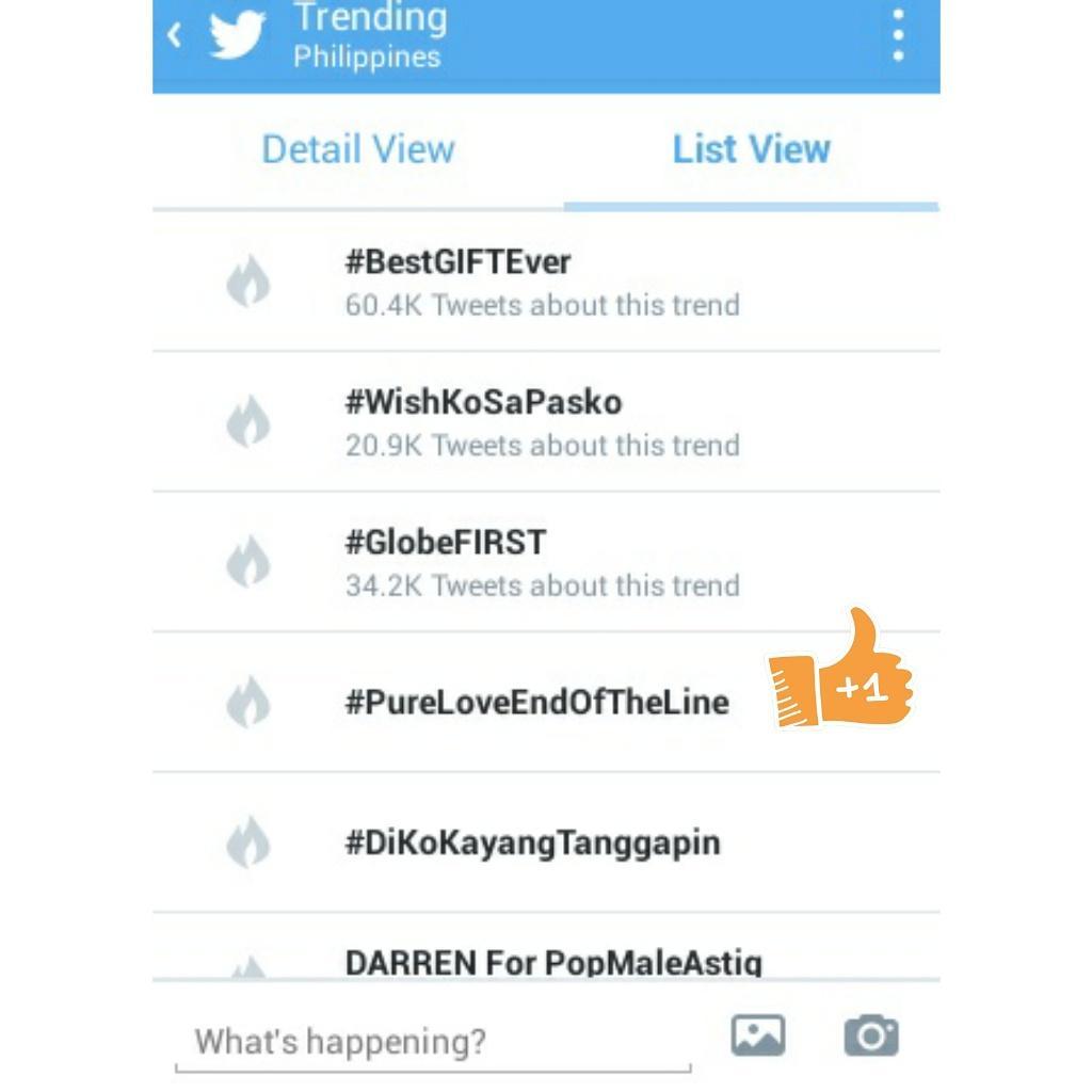 cathylainey's tweet photo. โ@TeamAlexFTW: Congrats Pure Lovers! Trending tayo ๐๐๐
#PureLoveEndOfTheLine http://t.co/onVyMbFxjZโ