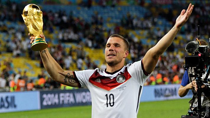 Arsenal's tweet photo. VIDEO: @Podolski10 describes the "amazing" feeling of winning the World Cup with Germany: http://t.co/lnV7DXyUGE http://t.co/h7fVfhJrHE
