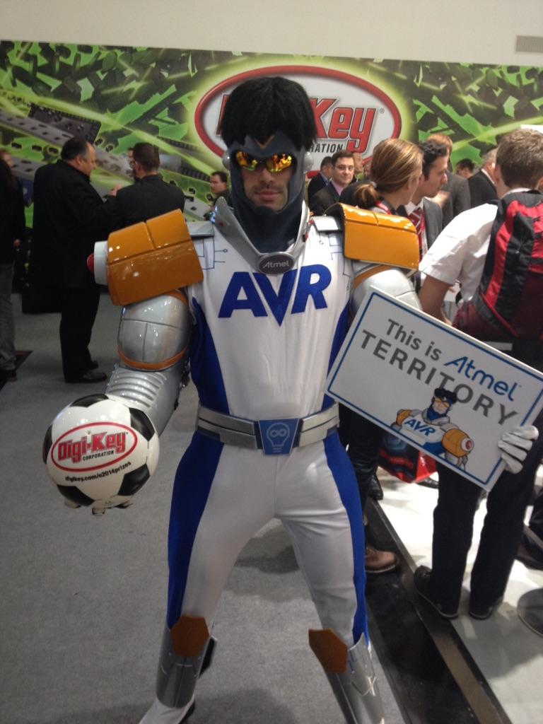 digikey's tweet photo. He does exist! Thanks to @TheAVRMan &amp; @Atmel for stopping by the @digikey @electronicaFair booth! #AtmelMakes #elec14 http://t.co/GKvrFduHQk