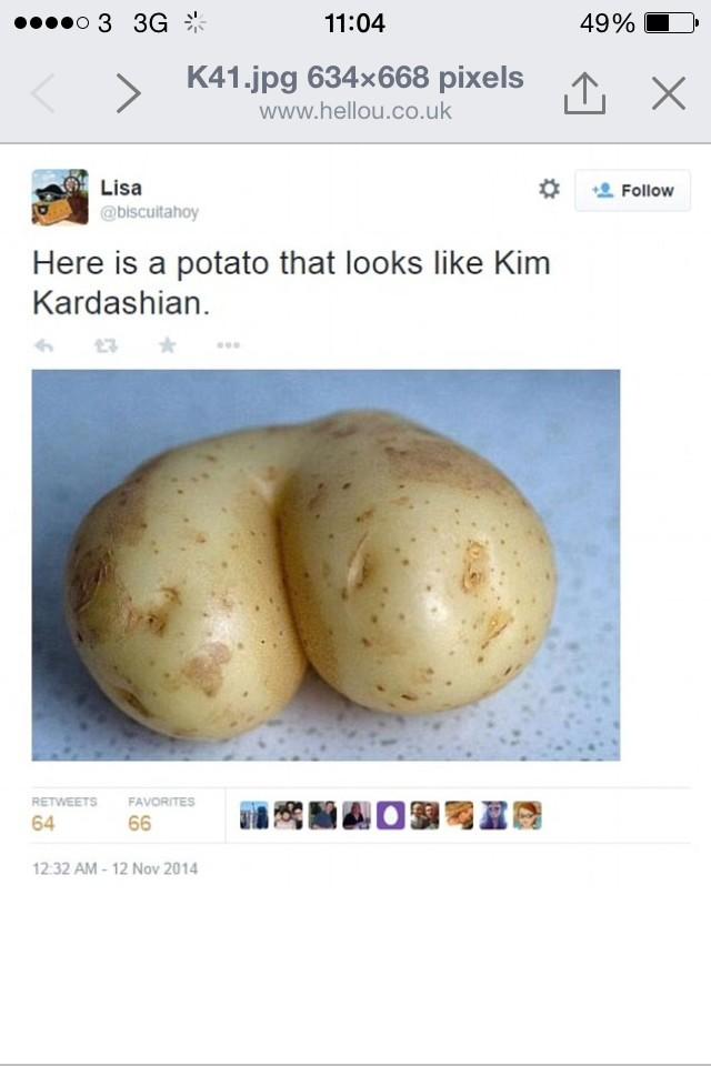 jessicajones00's tweet photo. Rt if this potato looks better than you π’ #cri #evrtime http://t.co/JxgzzXfDj0