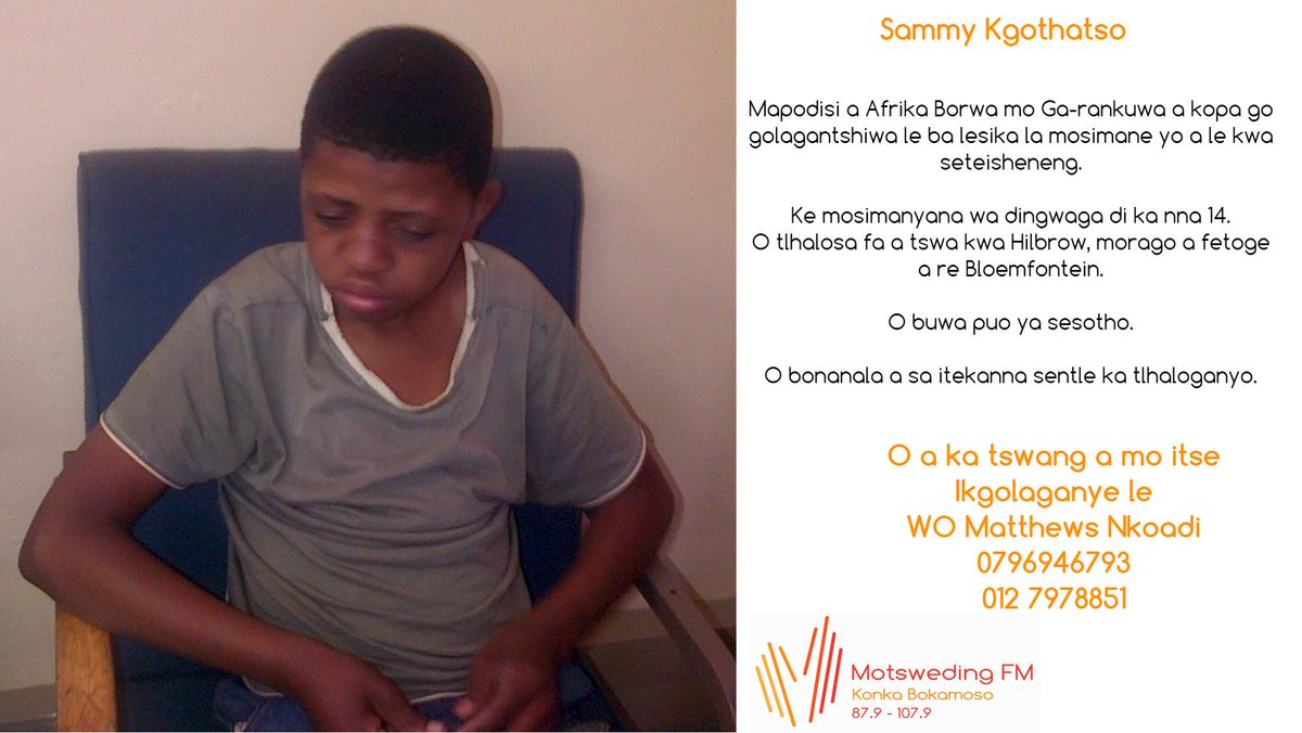 Re kopa thuso ka go batlisiwa batsadi/losika la ngwana o