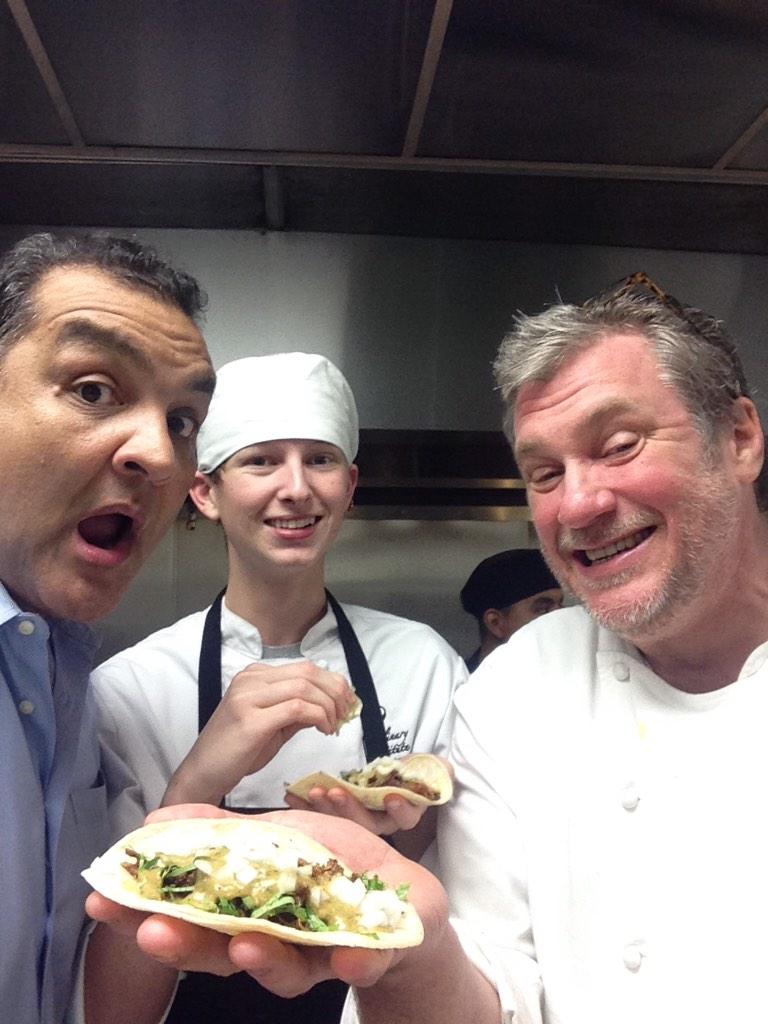MT <a href="/eatitandlikeit/">Eat It and Like It</a>: Best photo of the night. Crew from <a href="/MansionForsyth/">MansiononForsythPark</a> &amp; <a href="/4thandSwift/">4th & Swift</a> enjoying "crew meal" tacos