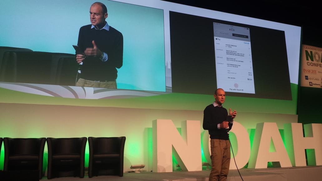 Adyen's tweet photo. Live demo of ApplePay right now on main stage #Adyen #NOAH14 http://t.co/8NoaDJdPr8
