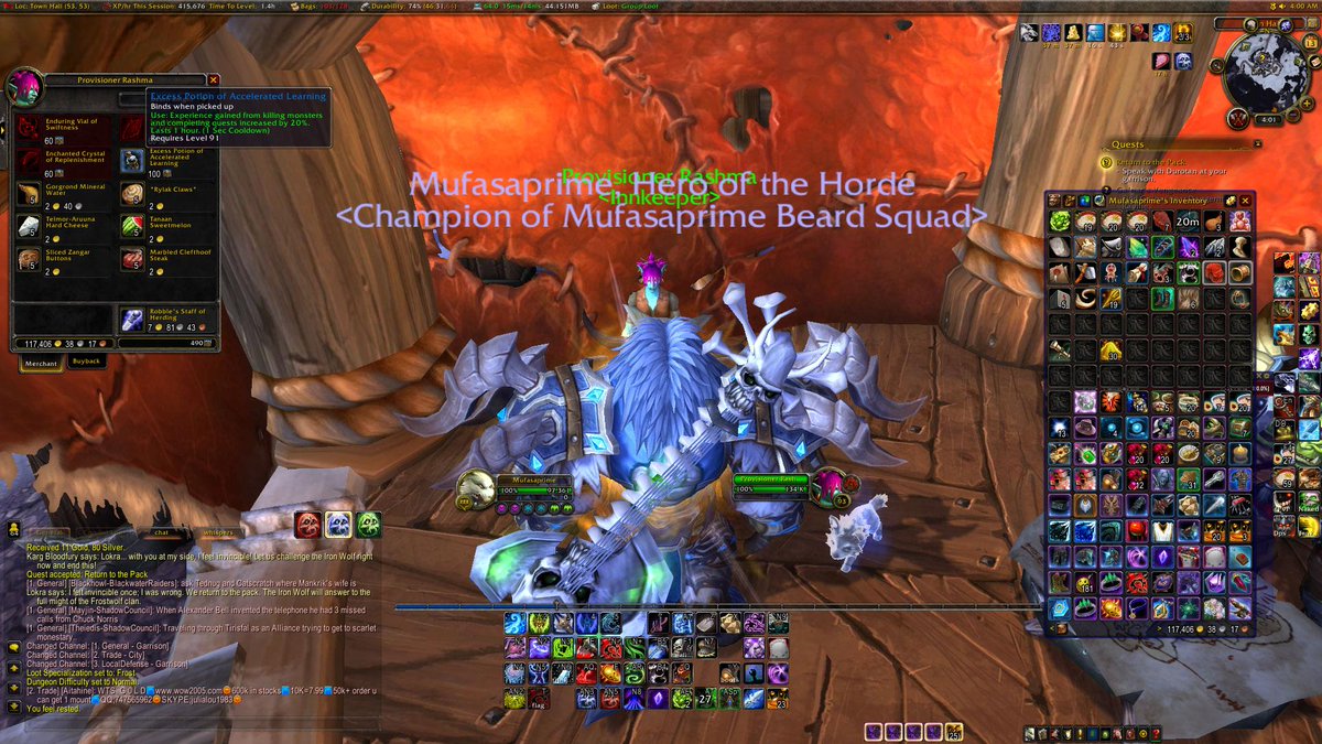 Mufasaprime's tweet photo. for those leveling, dont forget your exp potion from your garrisons innkeeper http://t.co/8xT99a76cw