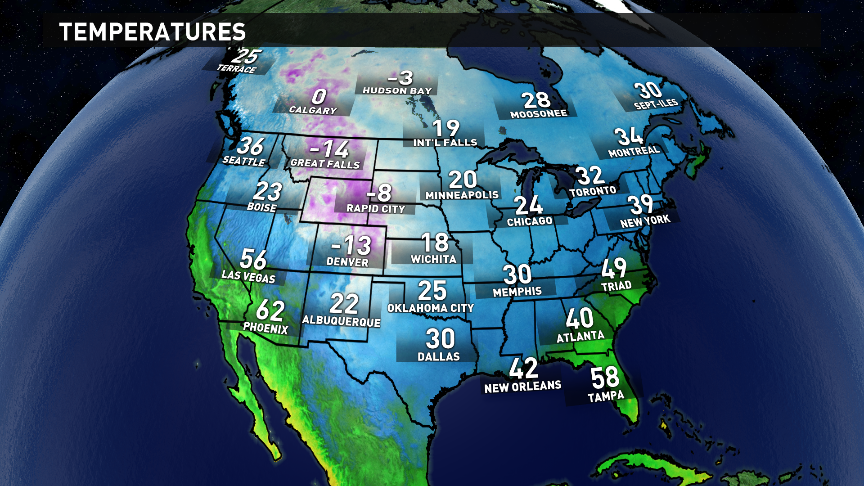 This is the north american current temperature map. plenty of cold air ...