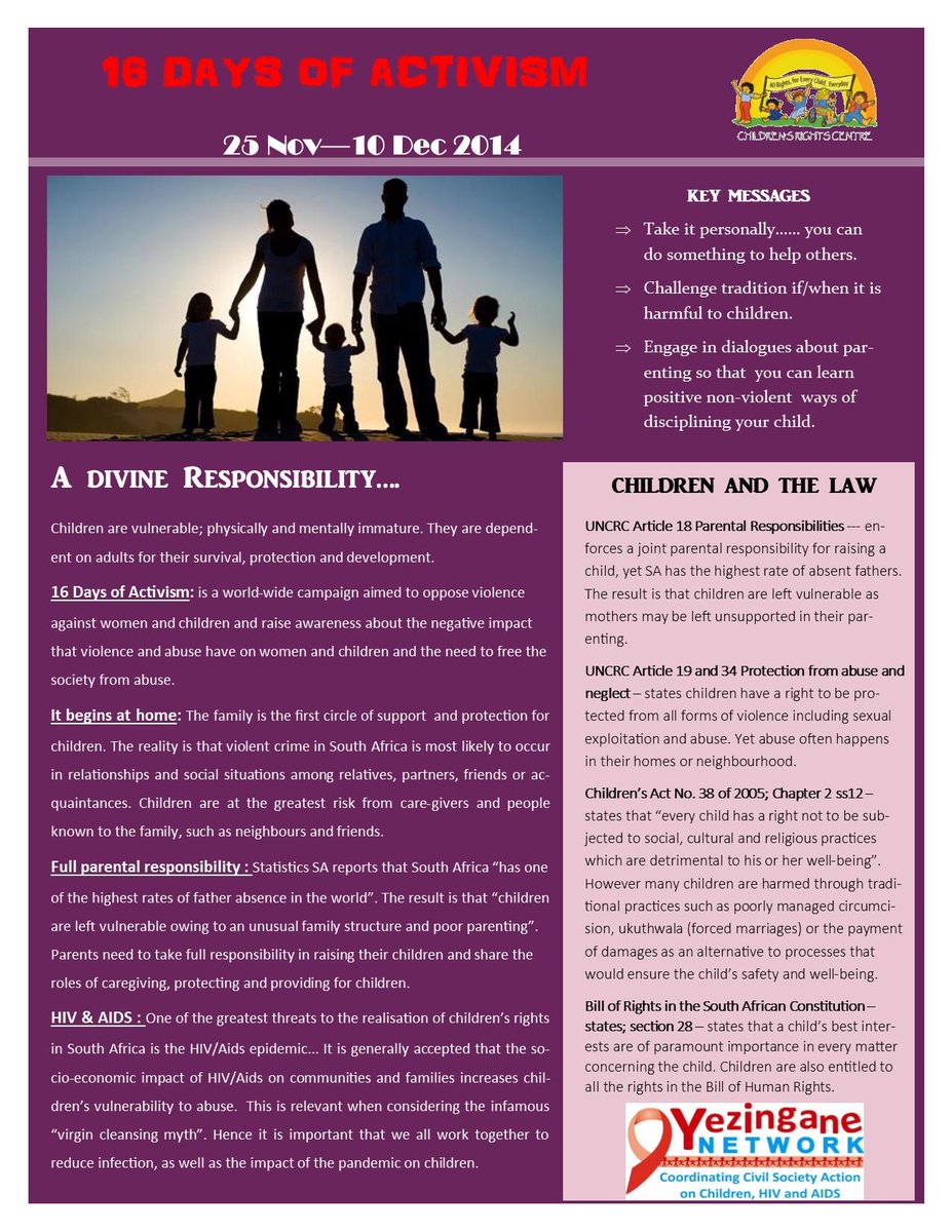 ChildrnsRights's tweet photo. @16 Days of Activism for No Violence Against Women and Children 25 No - 10 Dec 2014. http://t.co/1ifkUzPBZC