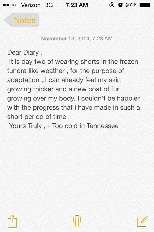 So I'm starting a diary entry ever morning , check it out