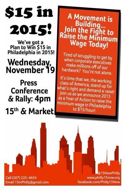 15nowPhilly's tweet photo. Get hype! Less than a week from Rally for a plan to win $15/hr in Philadelphia! JOIN US: Wed 11/19 at 4pm City Hall! http://t.co/kqEzPcrdaz