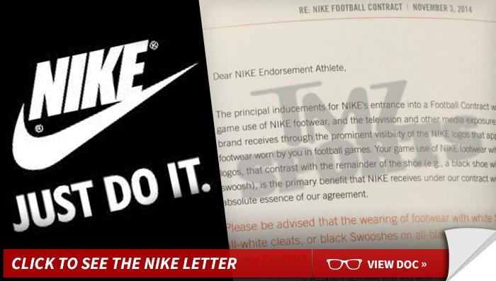 PhilHecken's tweet photo. Nike to NFLers - stop customizing cleats or we'll kill your endorsement deals -> http://t.co/tXqRs4XZ9v http://t.co/abZqhmlwBG