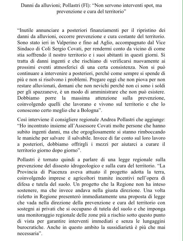 ForzaItaliaER's tweet photo. #Danni da #alluvioni; #Pollastri (FI): “Non servono interventi #spot, ma #prevenzione e cura del #territorio” http://t.co/2SBRjVgHrz