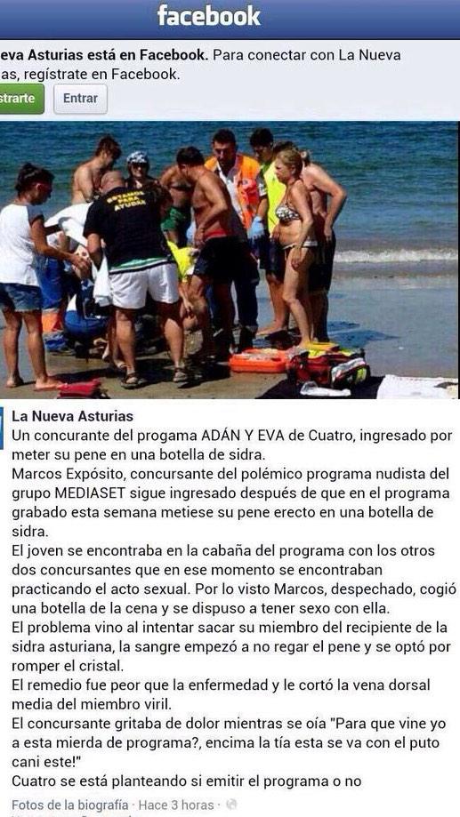 SteeleDeGrey's tweet photo. Despechado nivel: Pene erecto en una botella. #AdanYEva #mediaset http://t.co/Tc9dCOXwJP