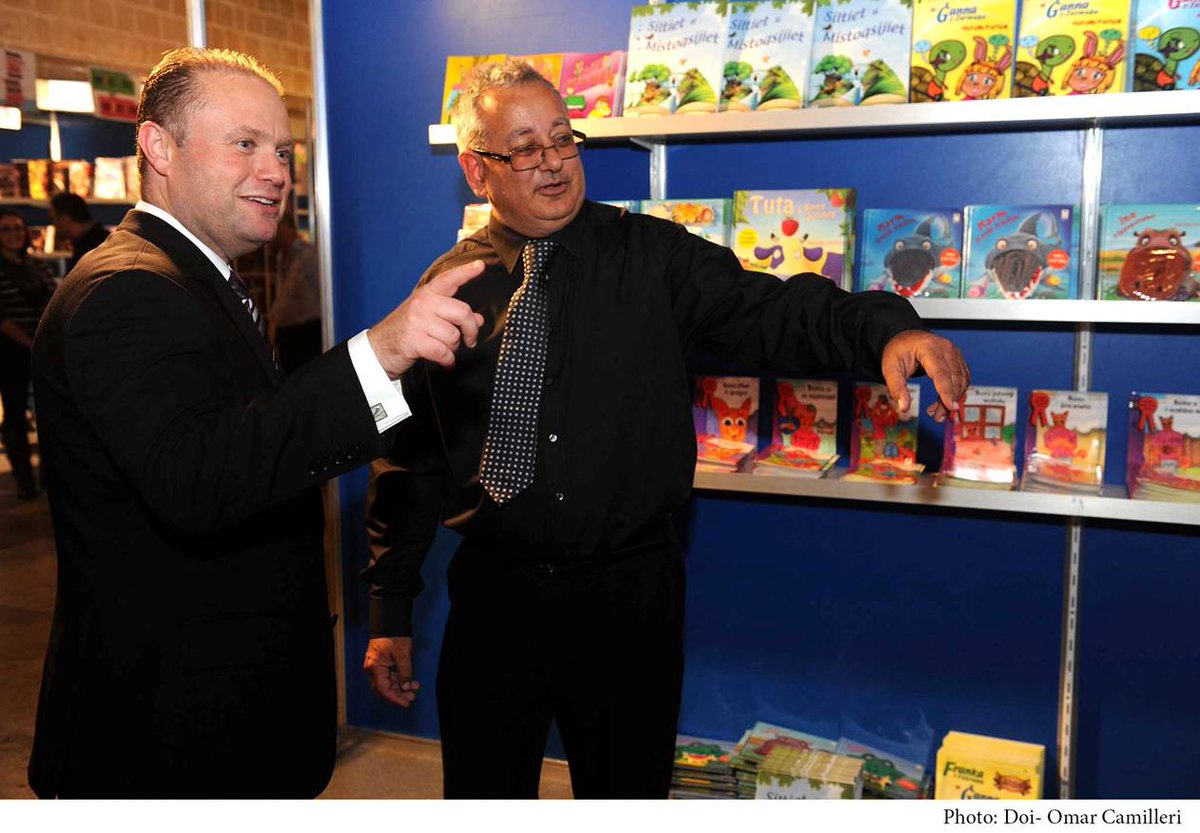 edukazzjoni's tweet photo. Prime Minister @JosephMuscat_JM visits the National Book Fair at the Mediterranean Conference Centre in Valletta http://t.co/75F9x5sojZ