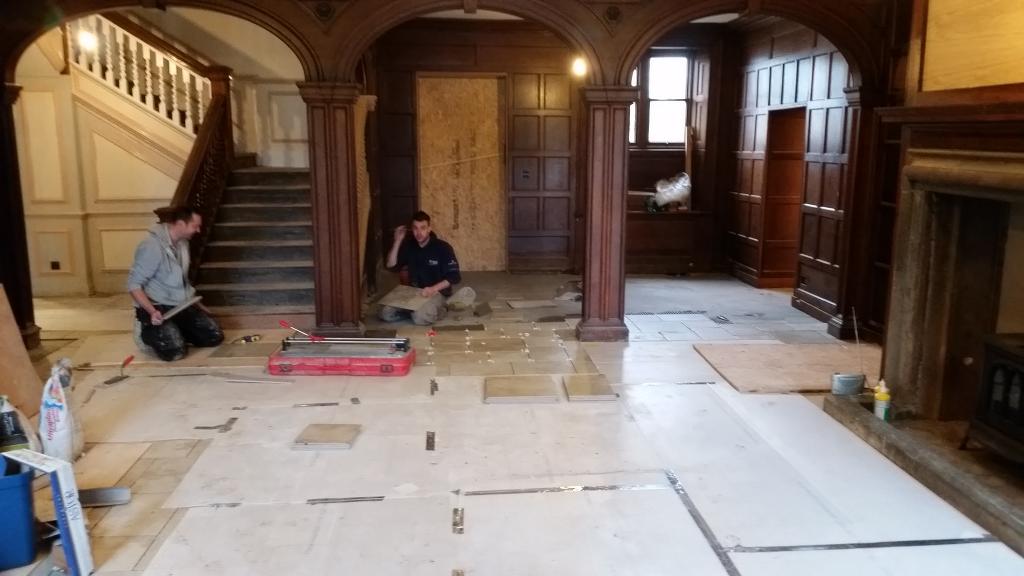 tileinspiration's tweet photo. Finishing up our tiling project at Duffield Hall, Derby. We created a stunning entrance with stone effect porcelain http://t.co/2hqoDrZ5W1