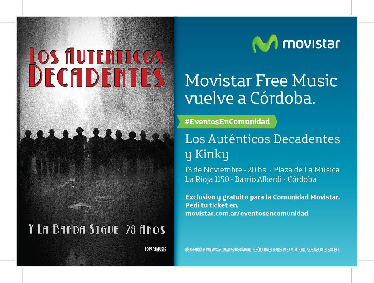 Querés venir hoy a disfrutar de <a href="/ladecadentes/">Los Autenticos Decadentes</a> <a href="/RayosLaser/">RAYOS LASER</a> y <a href="/KinkyTheBand/">Kinky</a>? Nombre + DNI para participar del sorteo!