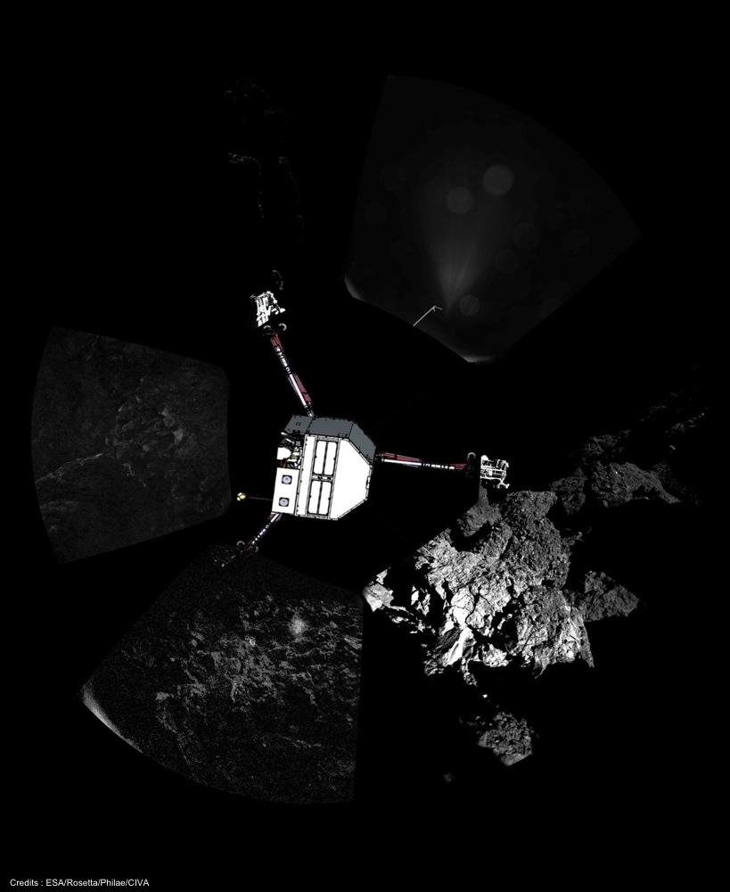 .<a href="/Newsfrom23rd/">Jo</a> Nous voyons sur cette image les environs immédiats de <a href="/Philae2014/">Philae Lander</a> : roche d'un côté, ciel de l'autre