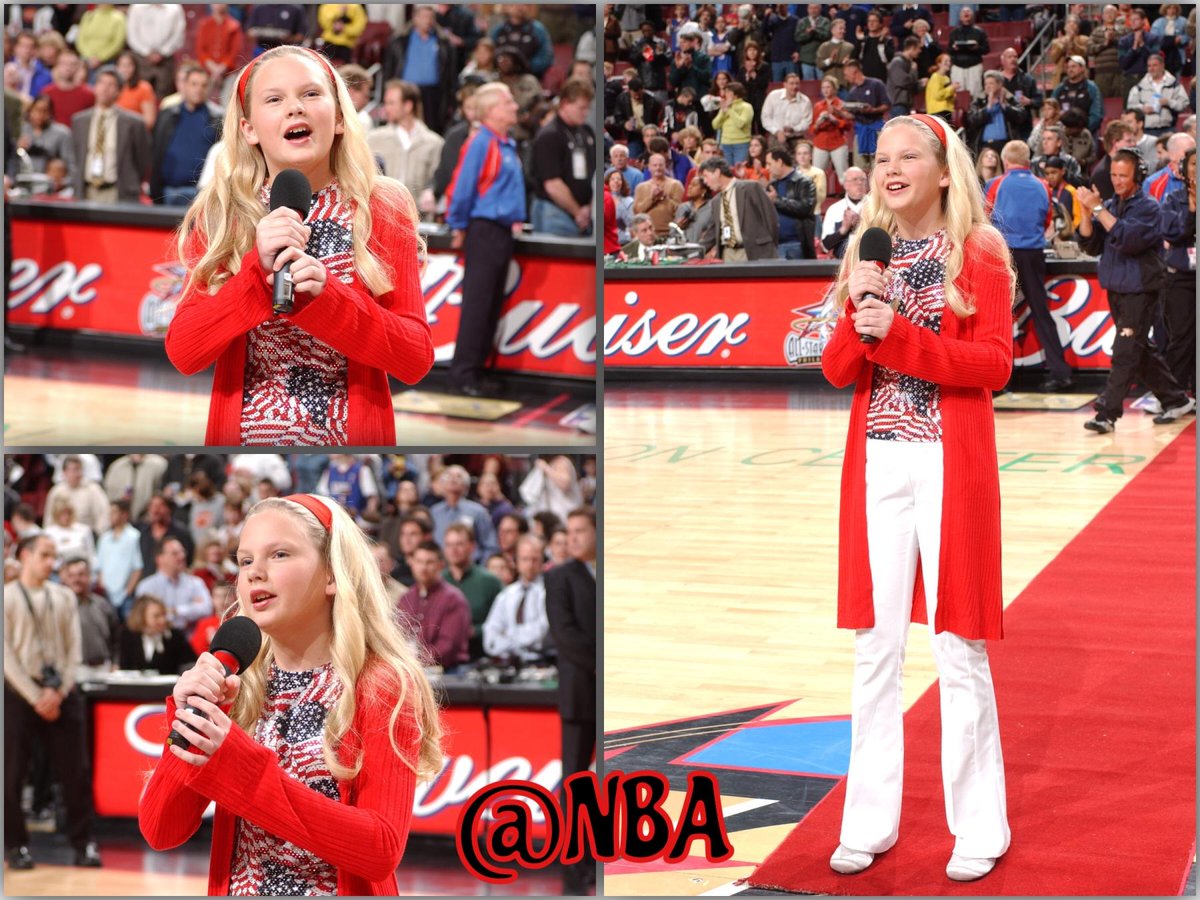 NBA's tweet photo. #TBT... 12 year old @taylorswift13 sings the National Anthem at @DetroitPistons/@Sixers on 4/5/2002! http://t.co/9X1IjSOfQm