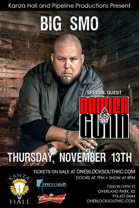 ac__braun's tweet photo. Tonight #KanzaHall &amp; #PipelineProductions present: @TheRealBigSmo! Where you at Kansas #Kinfoke?! http://t.co/oNs9goqOFo