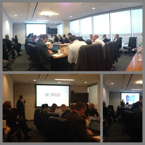 Mitel's tweet photo. We are sharing our Brand with the industry analysts today.  See how it looks!  Nice, right? #NewMitel http://t.co/jzfAGBp2y4